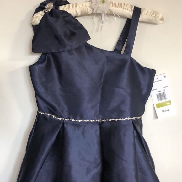 Rare Editions Big Girls Asymmetrical-Neckline Fit-And-Flare Dress, NWT Size 14 - Picture 9 of 12